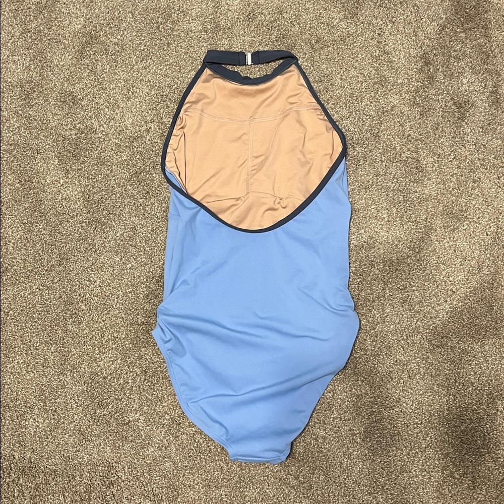 Light Blue High Neck One-Piece Swimsuit - Picture 3 of 4